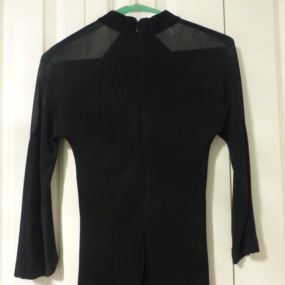 BEBE black yoke three quarter sleeve dress with mesh insert - Picture 7 of 7